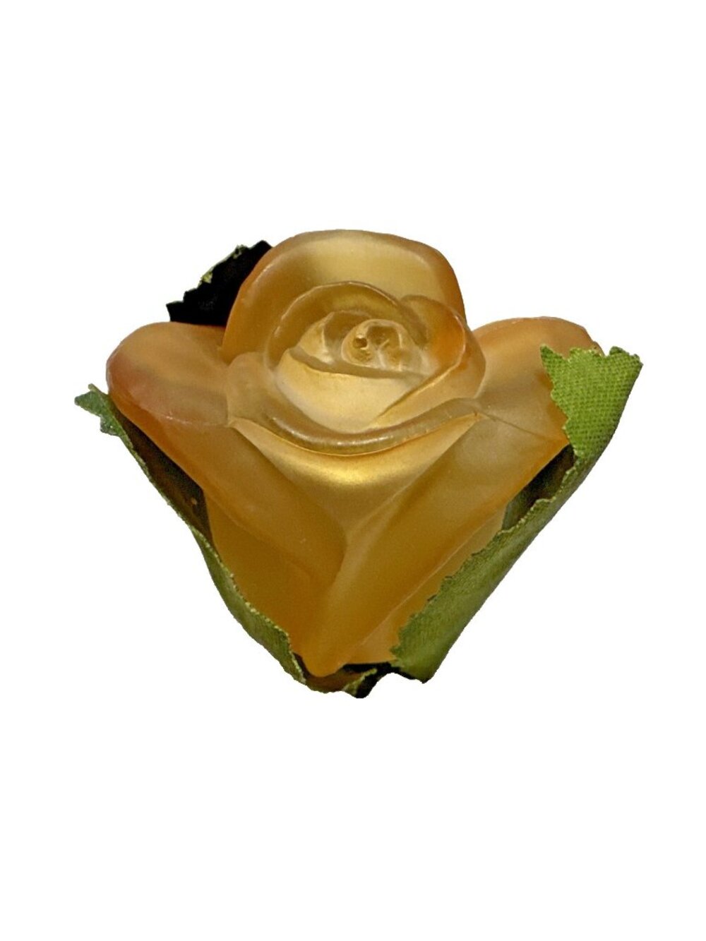 Vintage Old World Christmas Glass Yellow Rose Light Cover - Silk Leaves, O-Ring